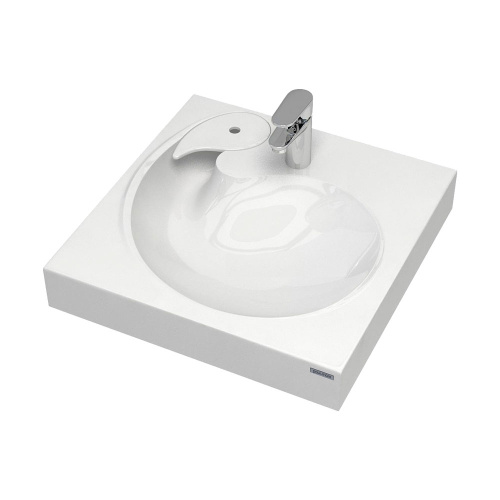 Раковина из литьевого мрамора Paulmark WINKEN PM740431 59х60 над стиральной машиной цвет белый 1 отверстие под смеситель